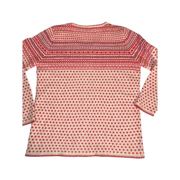 Women’s size L large Moda International Wool & Angora Blend Nordic Sweater Red & - Picture 3 of 4